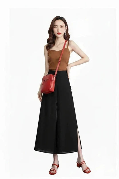 🍒High waist summer skirt trousers for women smart casual wear a-line clothing aesthetic quality pants No Need To Look Far And Wide For This Wide Wide