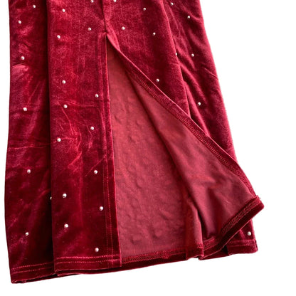 🍒Bodycon o-nek langmou rok glitter strass uitrusting fluweel sjiek oesjaarstyl klere sjiek herfsmode partytjie geleentheid drag Kry Wyn Stoned