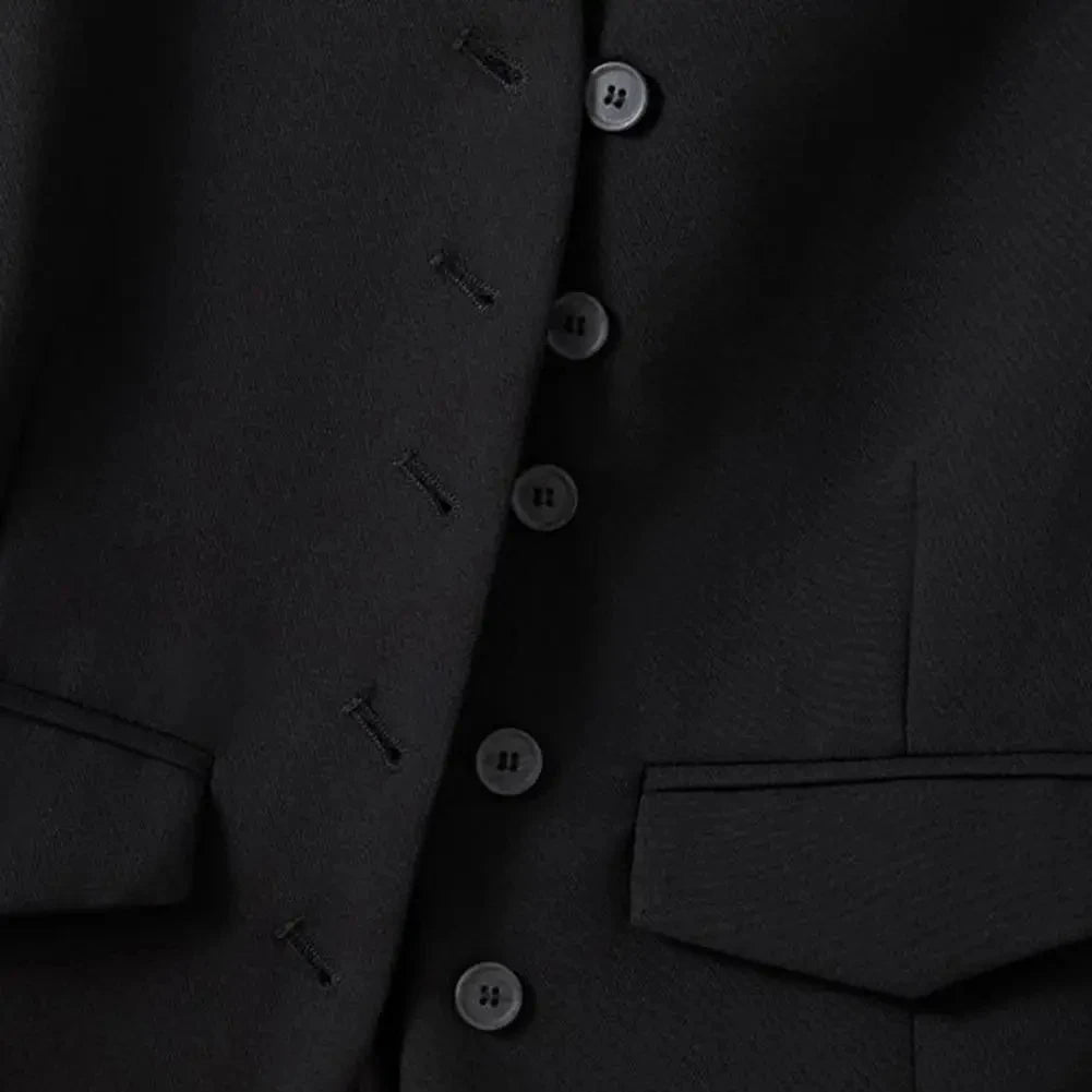 🍒Suit vest for women v-neck  business vest jacket sleeveless waistcoat with pocket front for office commute style buttons sleeveless outerwears  Cute Covers
