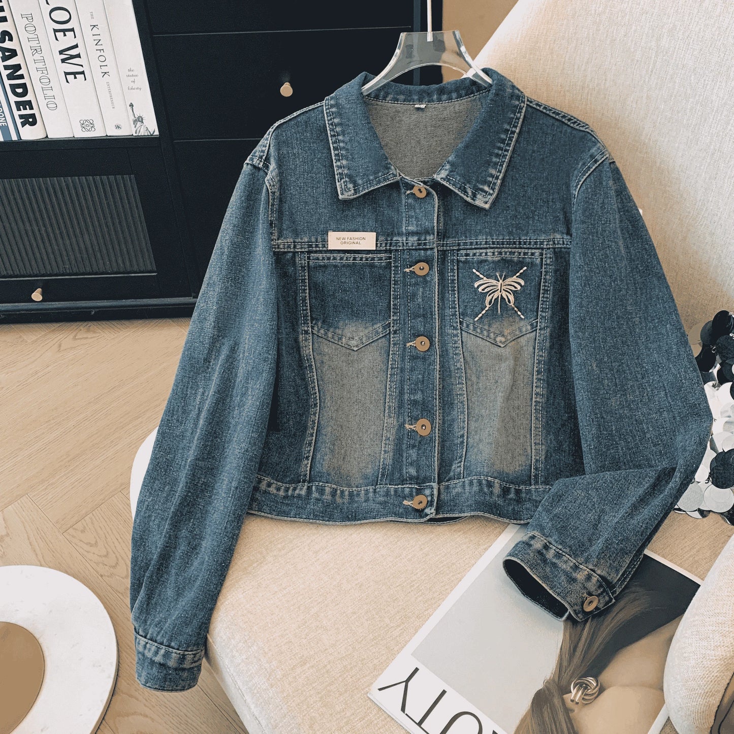 🍒Blue denim jackets women fall classic styles short coat chic outerwear female Mujer Loose smart casual clothes
