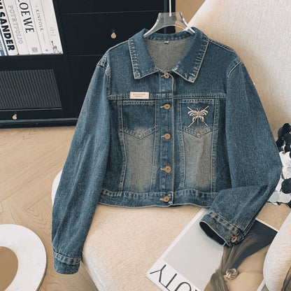 🍒Blue denim jackets women fall classic styles short coat chic outerwear female Mujer Loose smart casual clothes
