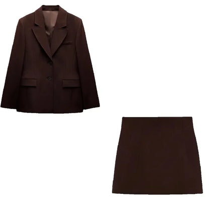 🍒Elegant office wear ladies  blazer and skirt sets lapel long sleeve jacket slim waist plus a-line mini skirt spring autumn fashion smart casual wear occasion wear