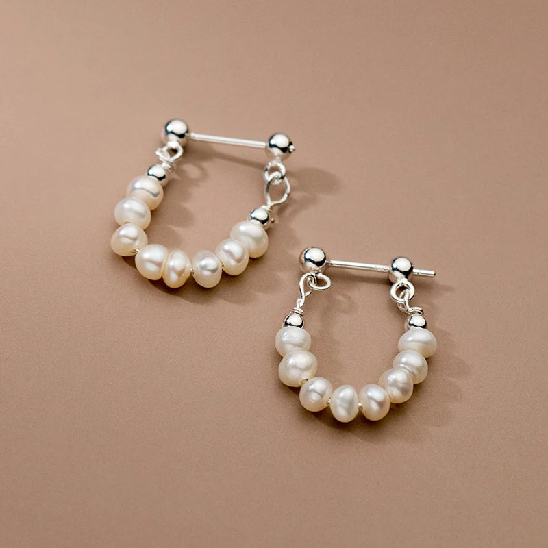 🍒 925 sterling silwer barok pêrel oorbelle hoepel barok elegante cocktailparty juweliersware vir vroue geskenke Perfekte Pêrels