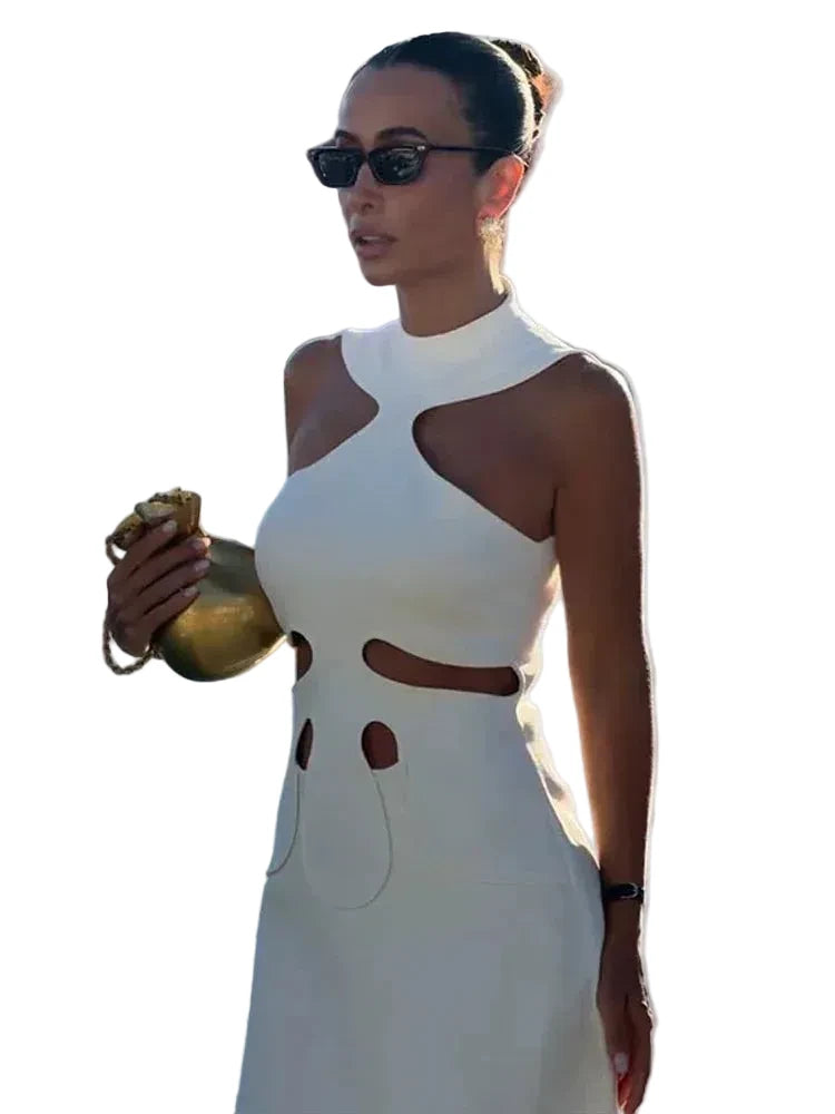 🍒Women's sleeveless dress hollow out mini outfit spring summer chic female fashion wear holiday resort clothing beach party clothes A wHOLE Lotta Fun In The Sun