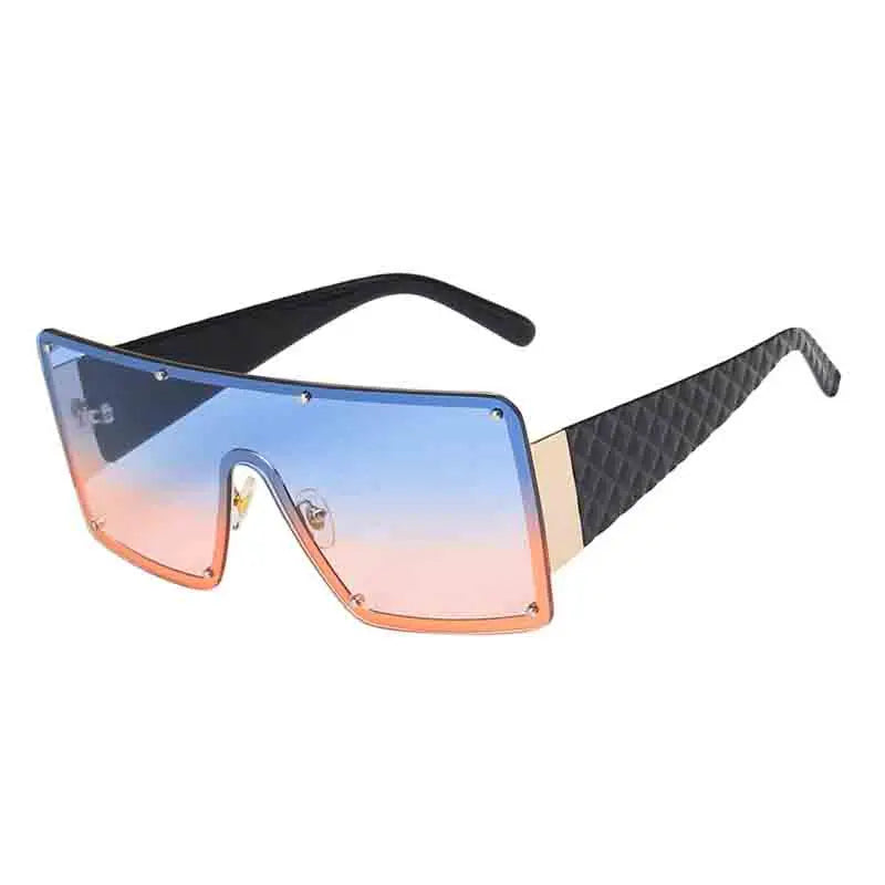 🍒Grootraam sonbril unisex dames randlose eenstuk-wye-raam sonbril modebril UV400 beskerming Sien Deur Prettige Sonbrille