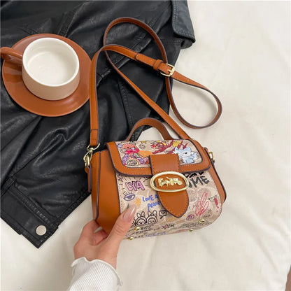 🍒涂鸦手提包/单肩包女包设计师奢侈品斜挎包女士斜挎包粉色斜挎包休闲包 毫无谎言，这款涂鸦包可以属于你