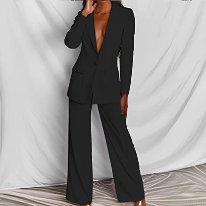 🍒Wide leg trousers and jacket summer pants for women fashion two pieces sets Luxury and elegant blazer and wide leg trouser party occasion wear feel fabulous flambouant flamingo fashion