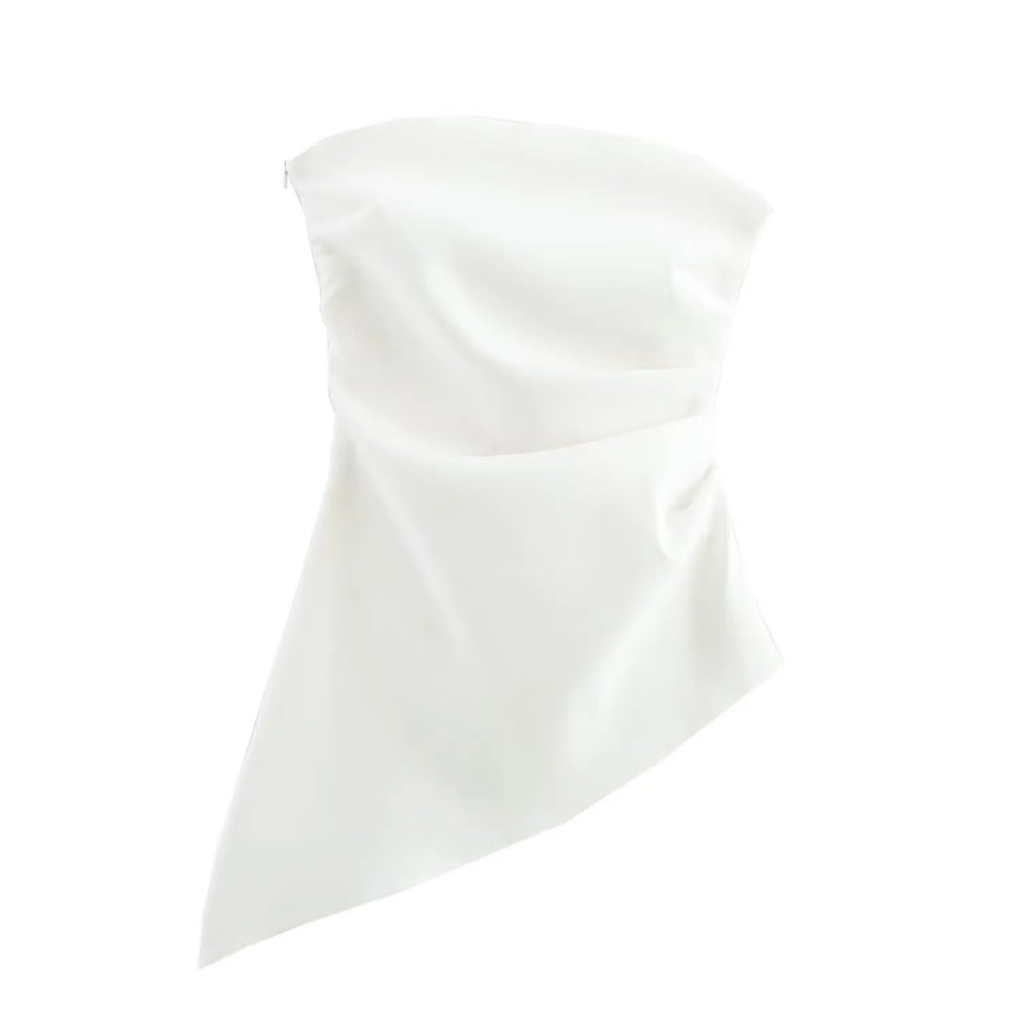 🍒Women's asymetric top pleated shoulderless tops without sleeveless fashion for women zipper smart casual clothing bandeau Get Your Chop Top