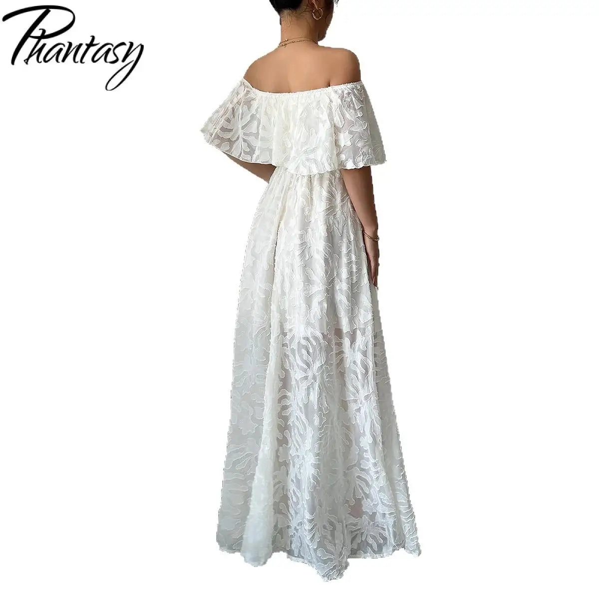 🍒summer white dress summer maxi white outfit for women boho fashion wear chic clothing long  feminine maxi occassion wear Look Boss In Emboss