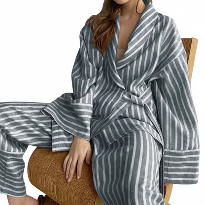 🍒Casual long sleeve suit for women striped set jacket loose/oversized and high-waisted trousers fashion smart casual two piece set Every Body Suits Stripes