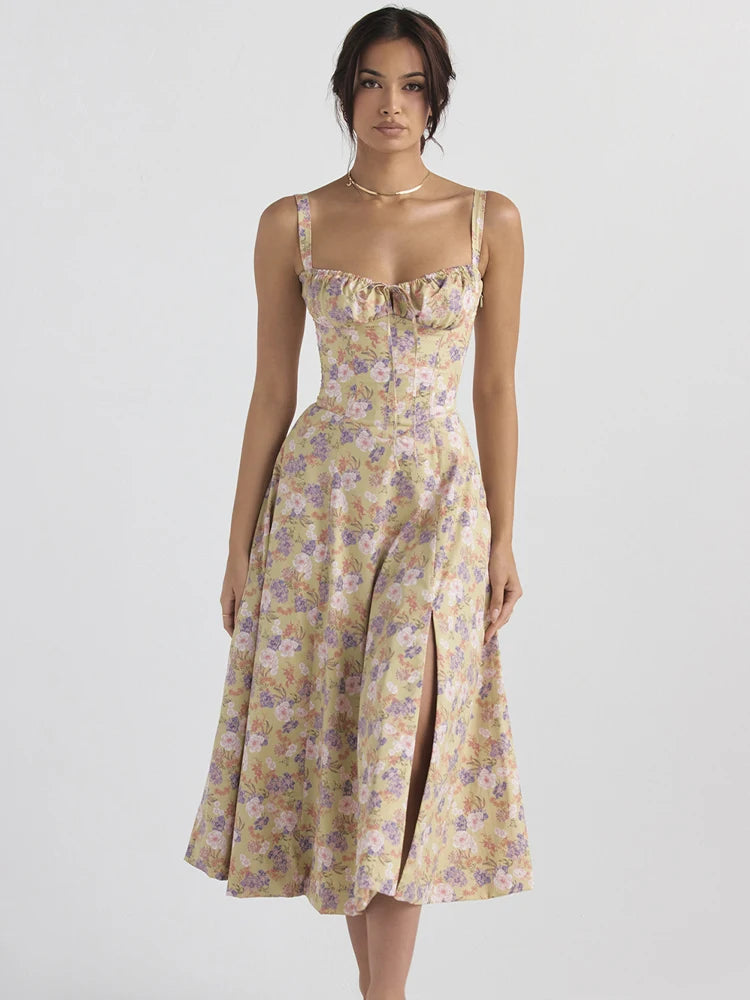 🍒Blompatroon somerrok balkonet elegante soliede moulose onderrok vir vroue, pasgemaakte middel met uitlopende romp a-lyn uitrusting. Geniet Die Bloem Balkon-nett