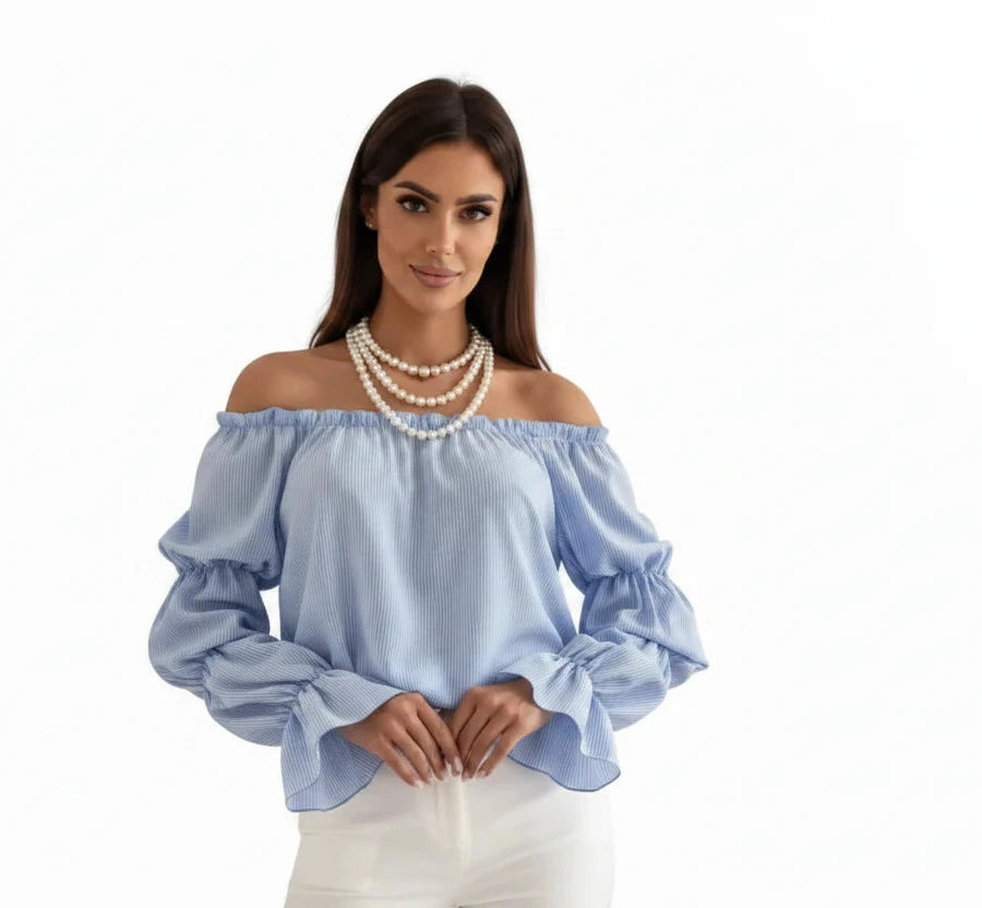 🍒Floral print off-shoulder blouse womens shirred puff sleeve top floral feminine casual ruffles shirt Tops Flower Up In A Puff