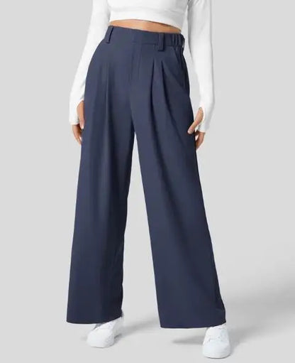 🍒Elegant women straight pants flowy solid colour high waisted trousers wide leg work wear female fashion clothes No Need To Put The Leg Work In To Get These Legs