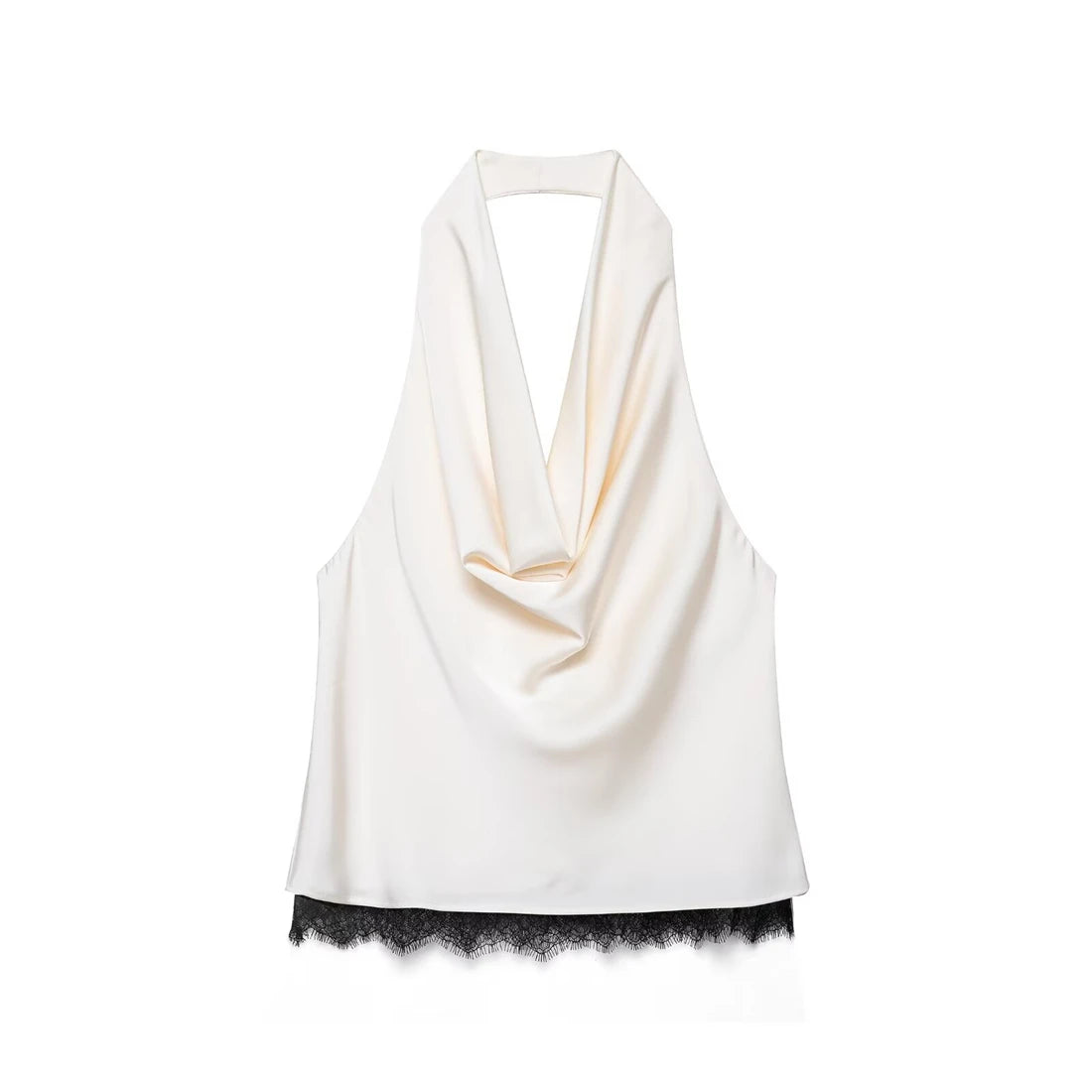 🍒Satin halter top white and long matching maxi skirt set women's lace trim outfit with high waisted skirt and camisole top for summer fashion wear This Satin Is Laced With 'Ace'