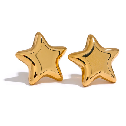 🍒Stainless steel star stud earrings cute stud earrings smooth 18K gold plated rust proof jewellery trendy accessories for women Gift Get This Steel Its A Star