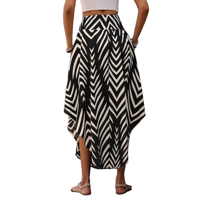 🍒Boho vintage romp a-lyn midi blommetjie-druk klere mode drag vir vroue somer drag Hoë middellyf Geplooide elastiese middellyf Lang Romp gemaklike vakansie drag Kry 'n Chiffon en Kry 'n Chevron