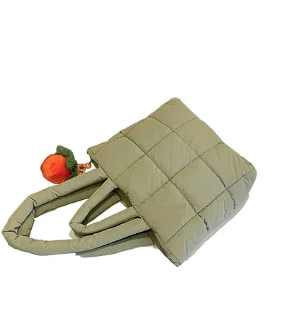 🍒Womens tote handbags quilted puff bag waterproof retro trendy shoulder bag large capacity solid colour soft casual accessory with decoration  don’t get PUFFed out with poor BAGs get this cutie