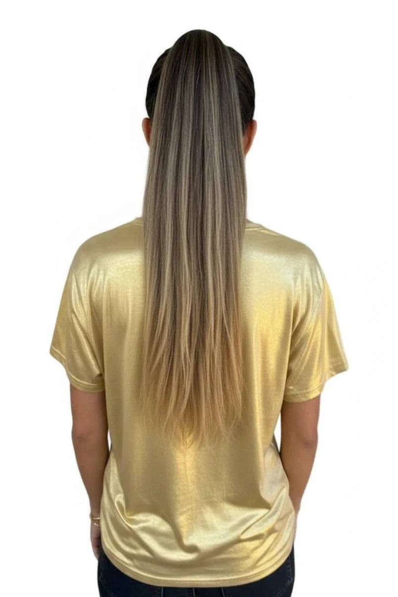 🍒Metaalagtige los top blink kortmou T-hemp dames spesiale geleentheid tops goud T-hemp o-nek mode slim gemaklike damesklere Top 'Talic Tee