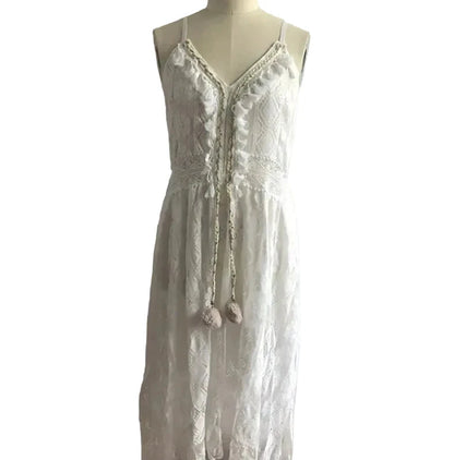 🍒Moue-kantrok met spaghettibandjies, camisole, lang gaas-uitrusting, V-nek, los somermode vir vroue, kwassie, los stranddrag vir vroue, effekleurige vakansiedrag. Gaan lê en sonbaai in hierdie strandkantrok