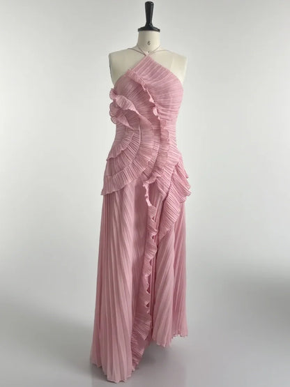 🍒Ruffles aandrok elegante nekband geplooide A-lyn midi-rok effekleur someruitrustings ruglose vakansiedrag Y2k mode partytjie geleentheidsdrag Kry hierdie Ruffle Jy sal Verheug wees