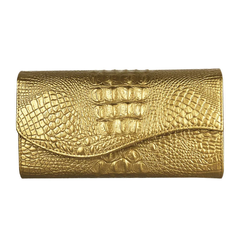 🍒Europe and america trendy clutch bags for women,designer fashion crocodile pattern under arm black envelope hand bag female large capacity bag Metalic gold available occasion clutch Cool Croco Clutch,Clickety Click Quick