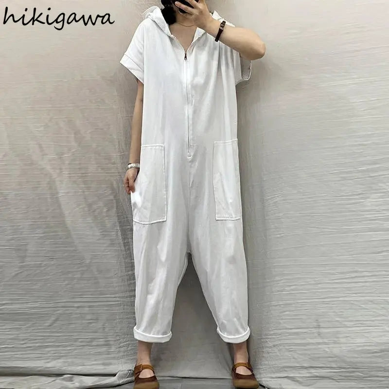 🍒Jumpsuit for women casual playsuit cargo pants zipper bodysuit summer long romper Y2k Clothes Be A Bear