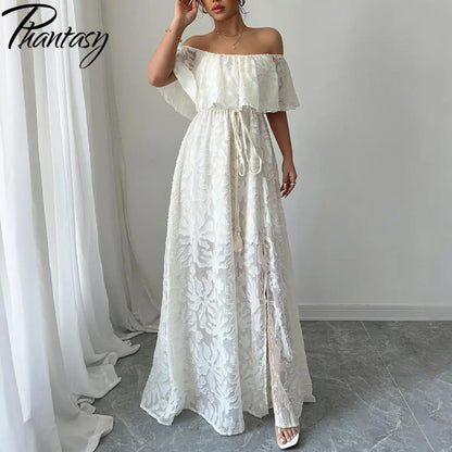 🍒summer white dress summer maxi white outfit for women boho fashion wear chic clothing long  feminine maxi occassion wear Look Boss In Emboss
