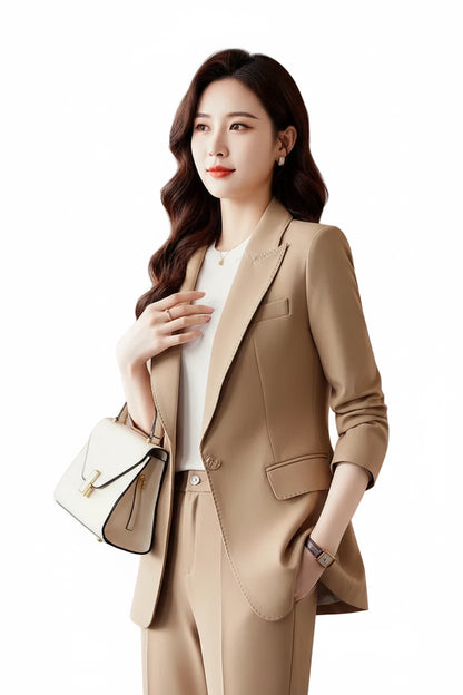 🍒Vroue se professionele modepak-passtel elegante toevallige elegante blazers vir vroue tweedelige baadjie- en broekstel vroulike modeklere Probeer hierdie sjokoladeselections
