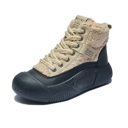 🍒Plush stewels met verdikte sool sneeustewels met (buitenste vag) gemaklike slytvaste warm diksoolskoene vir dames, nuwerwetse veterstewels, gemaklike stapskoene vir vroue, koop "Bootie Beauties"
