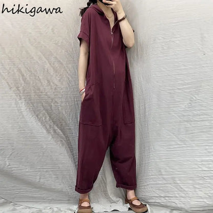 🍒Jumpsuit for women casual playsuit cargo pants zipper bodysuit summer long romper Y2k Clothes Be A Bear