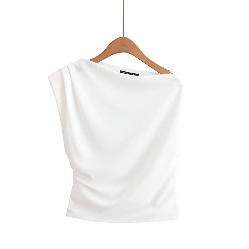🍒Women's tops t-shirt for summer chic ruched fashion wear holiday wear smart casual sleeveless vest