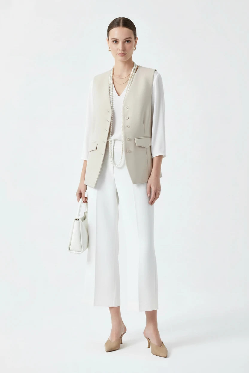 🍒Suit vest for women v-neck  business vest jacket sleeveless waistcoat with pocket front for office commute style buttons sleeveless outerwears  Cute Covers
