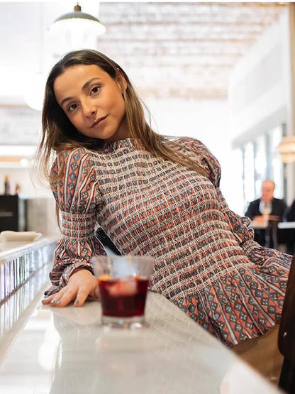 🍒Vintage plaid tops elastic pleated shirt women casual clothes o-neck long sleeves ruffle hem top chic fashion high streetwear smart casual clothing