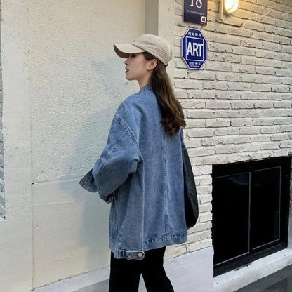 🍒Vroue-denimbaadjie met langmoue Jeansbaadjie met groot sakke Bf unisex knoop-oorbaadjie gemaklike klerasie Do Your Day Denim