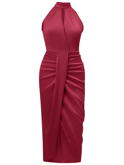 🍒Women's halter evening dresses party fashion clothing elegant long outfit occasion wear midi Be Seen In Emerald Envy Green Or Red Instead…