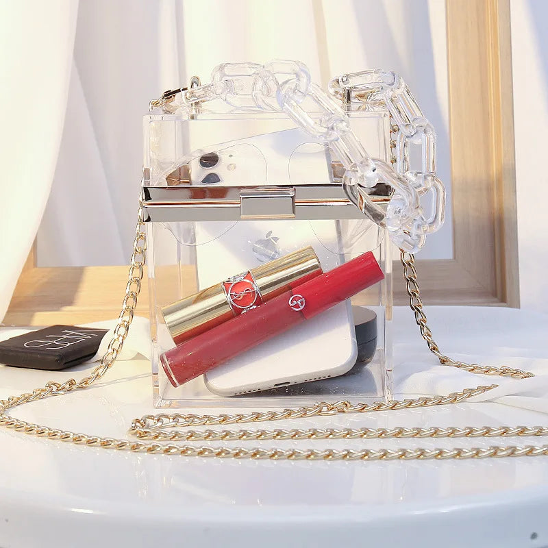 🍒Clutch box purse for women elegant acrylic handbag bridal party shoulder bag crossbody bucket bags trendy bags transparent bag