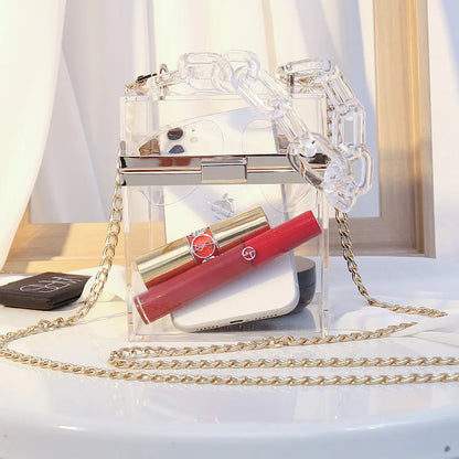 🍒Clutch box purse for women elegant acrylic handbag bridal party shoulder bag crossbody bucket bags trendy bags transparent bag