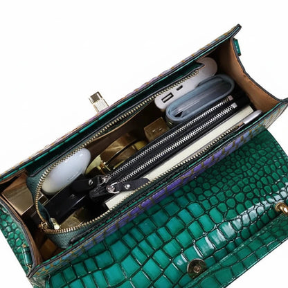 🍒Luxury designer handbags for women crocodile print bag brand high quality crocodile crossbody purse cowhide tote bag women's occasion fashion accessory  Snap Up Your Cool Crinkly Croco