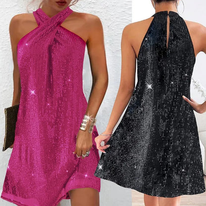 🍒Halter strapless rok, glinsterende vroueklere, strapless sequin minirok, moulose partytjieklere, geleentheidsklere, klubdrag, Trek Aan A-Sensuele Glinsterende Glip