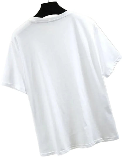 🍒Summer t-shirts for women o-neck smart casual tops t-shirt for party 3D floral tees occasion wear oversized shirts Look A'white At Night