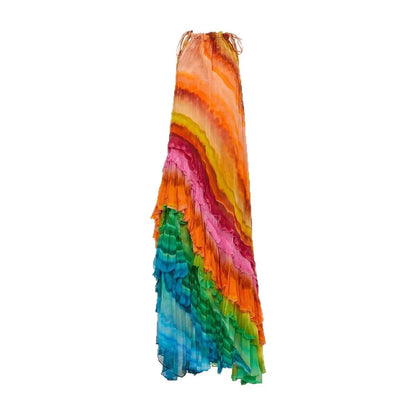 🍒Chiffon neck tie dress womens spring summer outfit printed sleeveless maxi dress colourful print party wear loose dresses for occasions Multiply Multi colour
