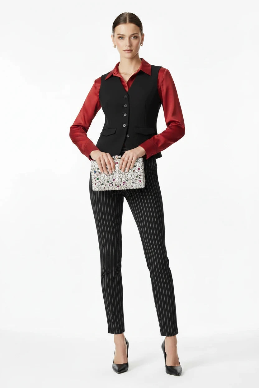 🍒Women suit vest elegant v-neck business casual waistcoat sleeveless solid jacket solid single breasted work clothes occasion wear dont WAIST time wanting this COAT