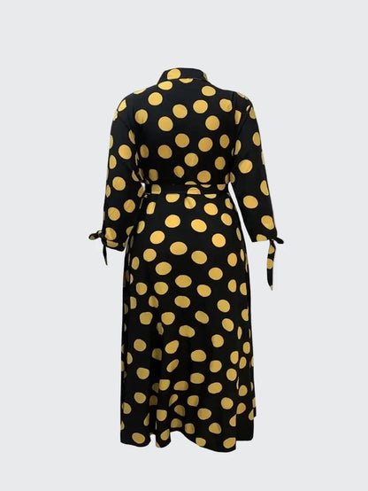🍒Plus size polka kolletjie rok met moue gedruk hoë middellyf uitrusting maxi rok slim gemaklik vroue a-lyn rok LANK verlang na hierdie KOLLETJIES, DRUK by uitklok
