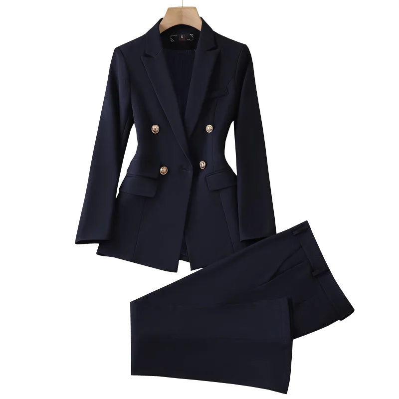 🍒Two piece womens blazer Jacket and long oants set elegant office wear matching outfit Y2k occasion clothes Get "WHITE Into BLACK And B-l-ACK To WHiTE