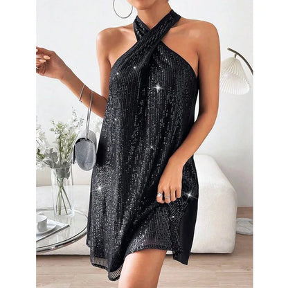 🍒Halter strapless rok, glinsterende vroueklere, strapless sequin minirok, moulose partytjieklere, geleentheidsklere, klubdrag, Trek Aan A-Sensuele Glinsterende Glip