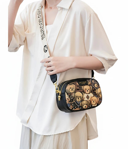 🍒Casual crossbody bags for women pu leather ladies luxury designer bags female large  capacity crossbody shoulder travel bag holiday bag ‘ BEAR Your Cute With A TEDDY Bag