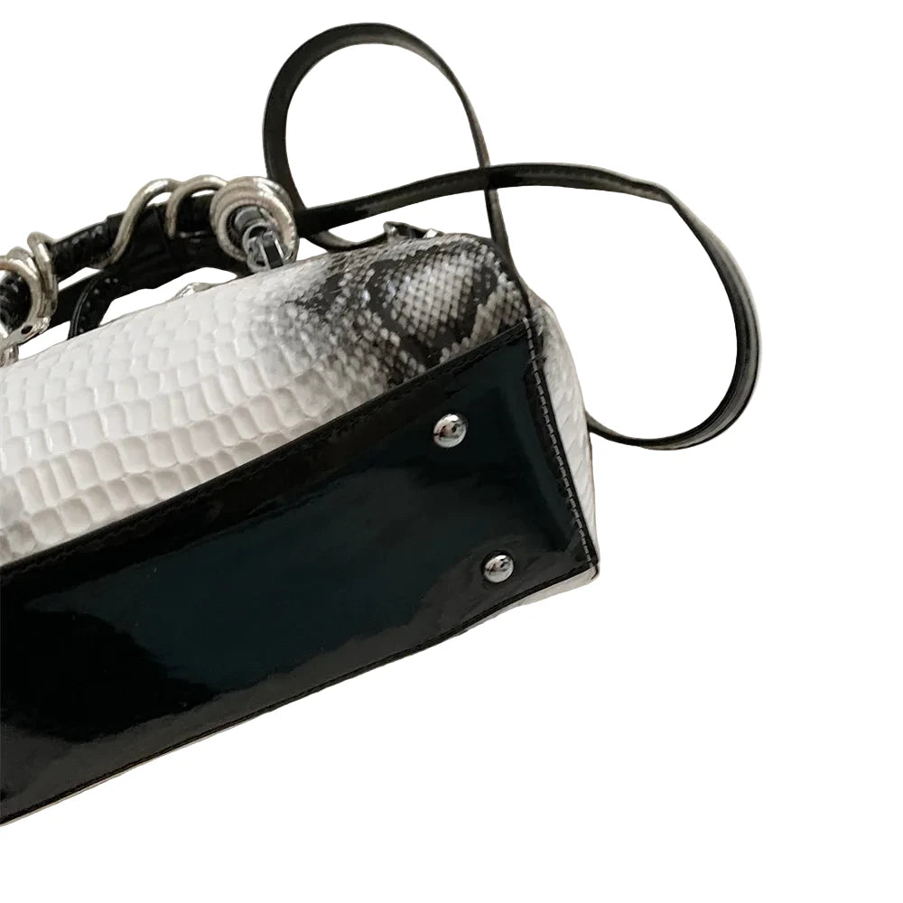 🍒Designer luxury bags for women crocodile pattern grab bag with top-handle hardware wild shoulder crossbody handbag with snake design  Sweet Slippy Snakey