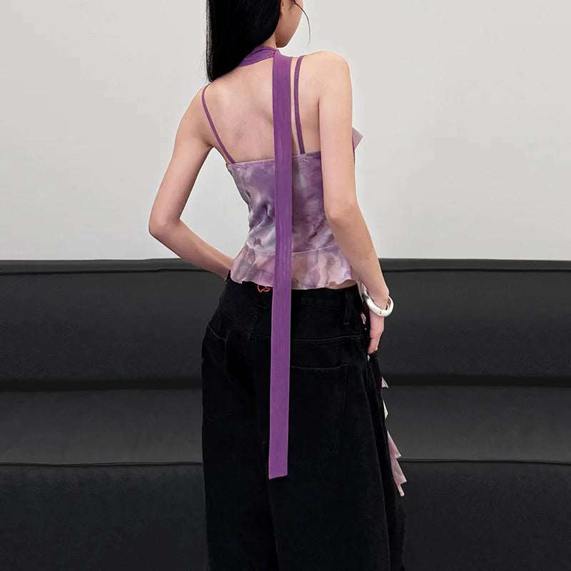 🍒Dames gerimpelde topbandjies, moulose baadjie, gemaklike uitrusting, cami met ruffles, asimmetriese mode, party, geleentheidsklere TAiLor Your Fashion Move To MAUVE