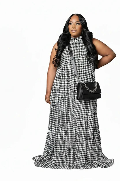 🍒Print maxi dress outfit fashion loose outfit colour block clothes female plus size fashion wear smart casual clothing Multiple Wear