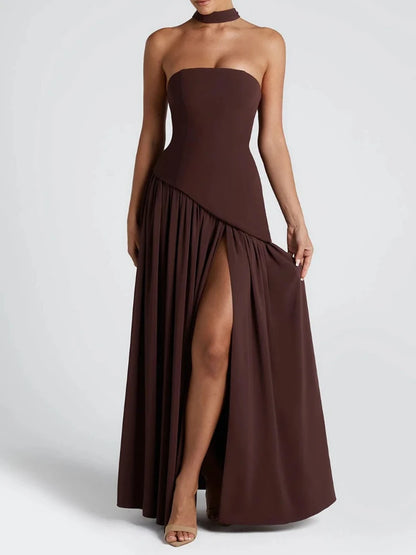 🍒Strapless hoëgleufrok moulose ontwerp ruglose lang somerrok swart en wit uitrusting vroue kontras aanddrag partytjierokke Smashing Slash